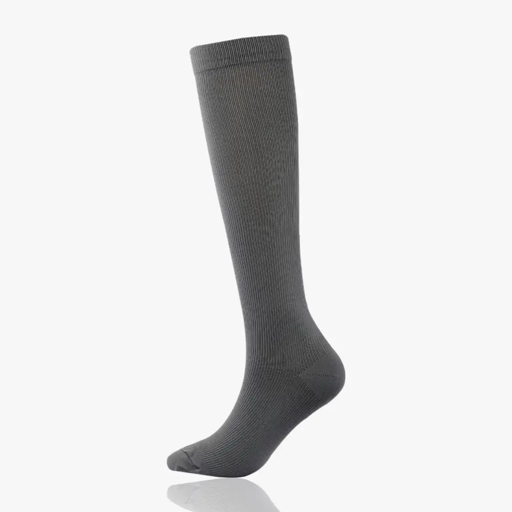 Chaussette de compression femme en coton grise classe 2, hauteur genou