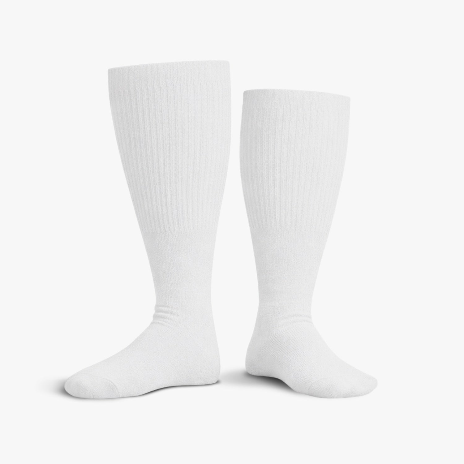 Chaussettes diabétiques extra-larges et sans couture blanches, paire vue de face