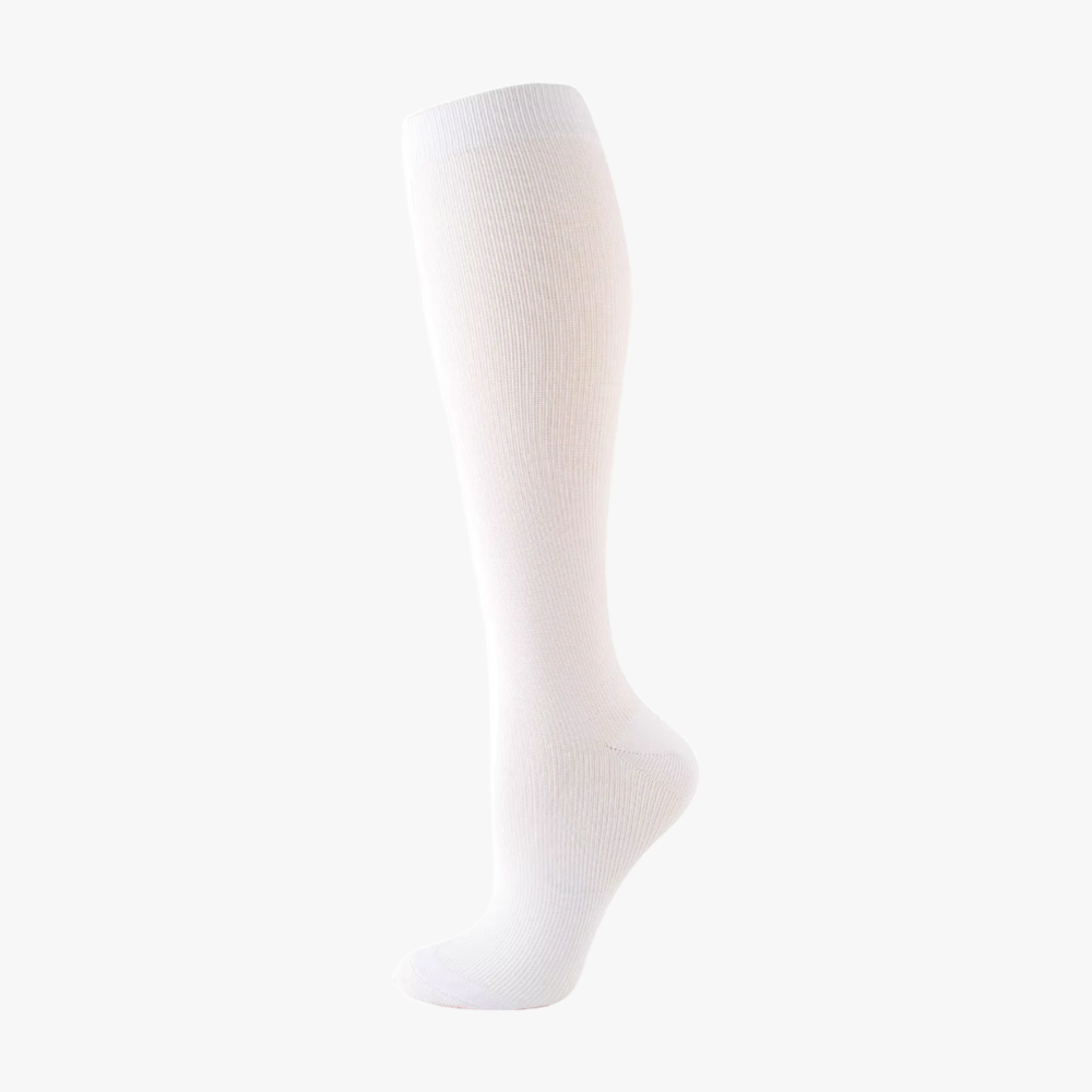 Chaussette de compression homme en coton blanche classe 2, hauteur genou