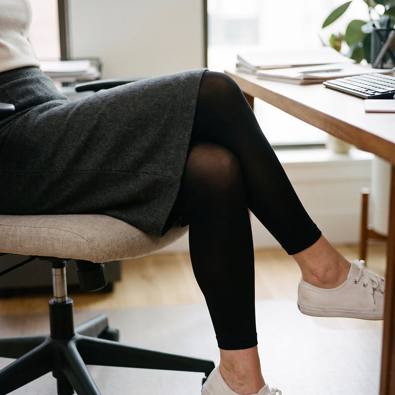 Collants de contention opaques sans pieds classe 2 portés au bureau